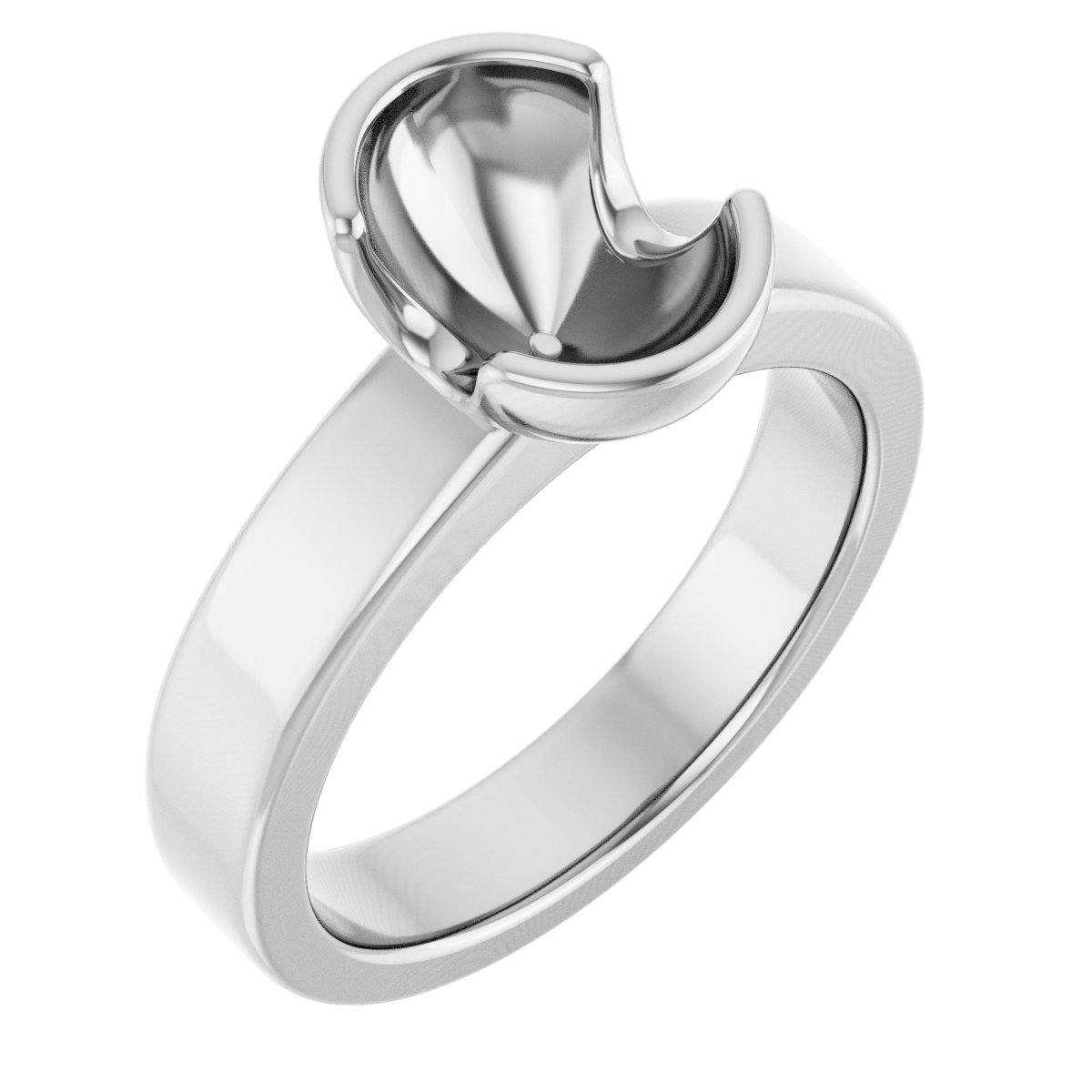 Half-Bezel Solitaire Engagement Ring or Band