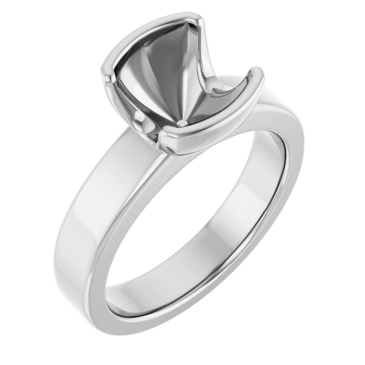 Half-Bezel Solitaire Engagement Ring or Band
