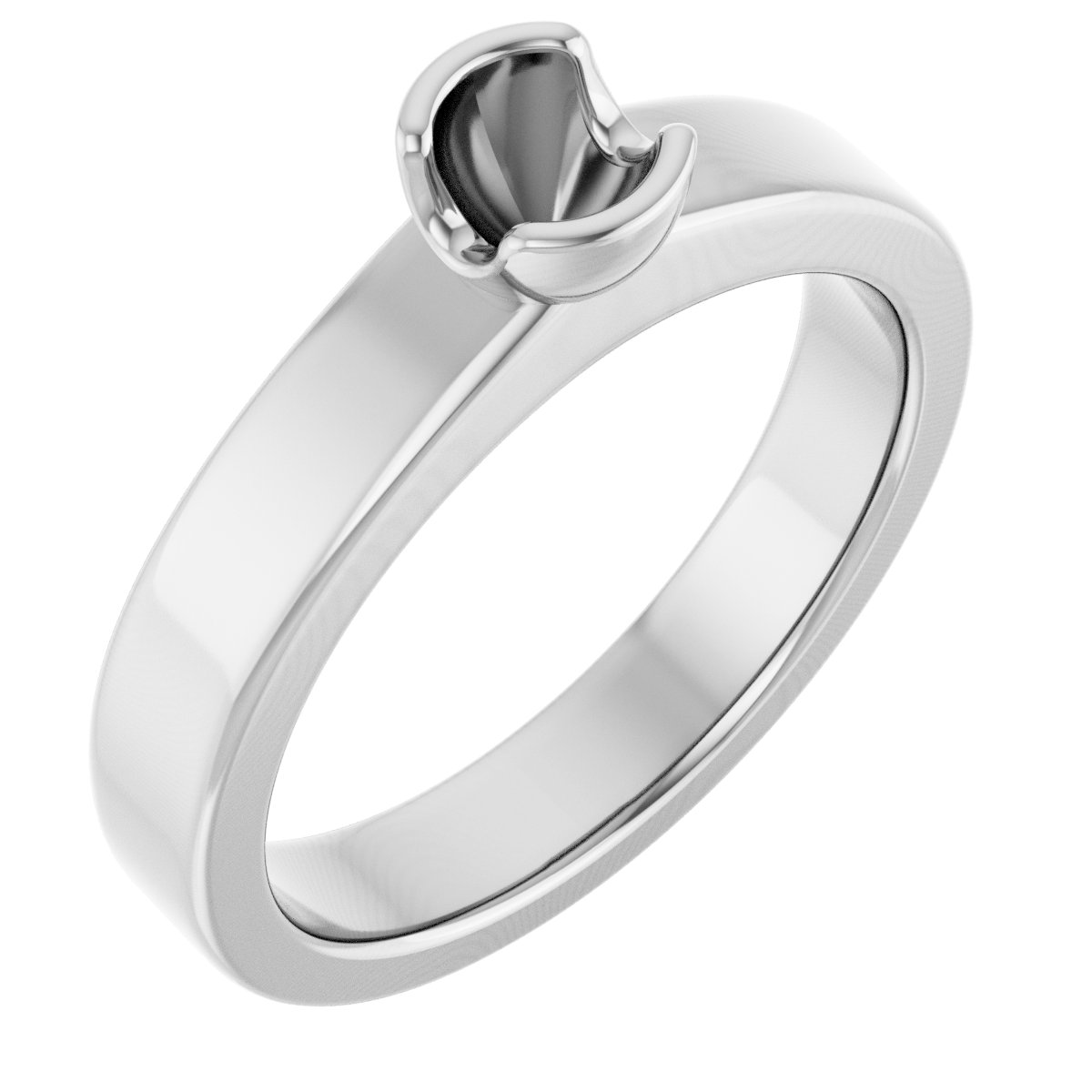 Half-Bezel Solitaire Engagement Ring or Band