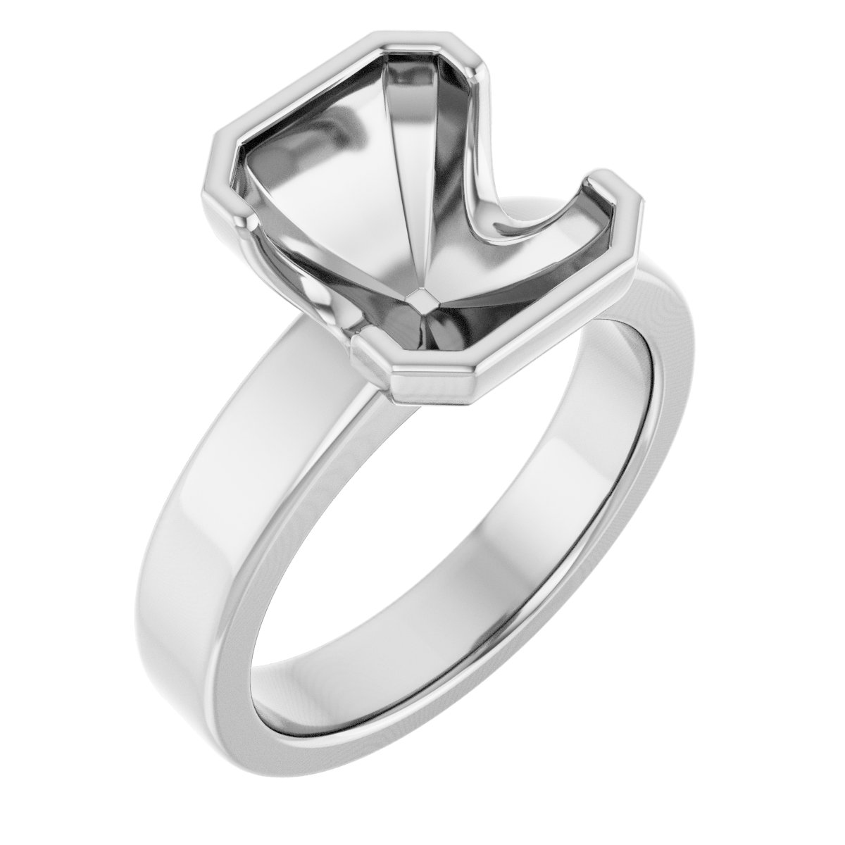 Half-Bezel Solitaire Engagement Ring or Band