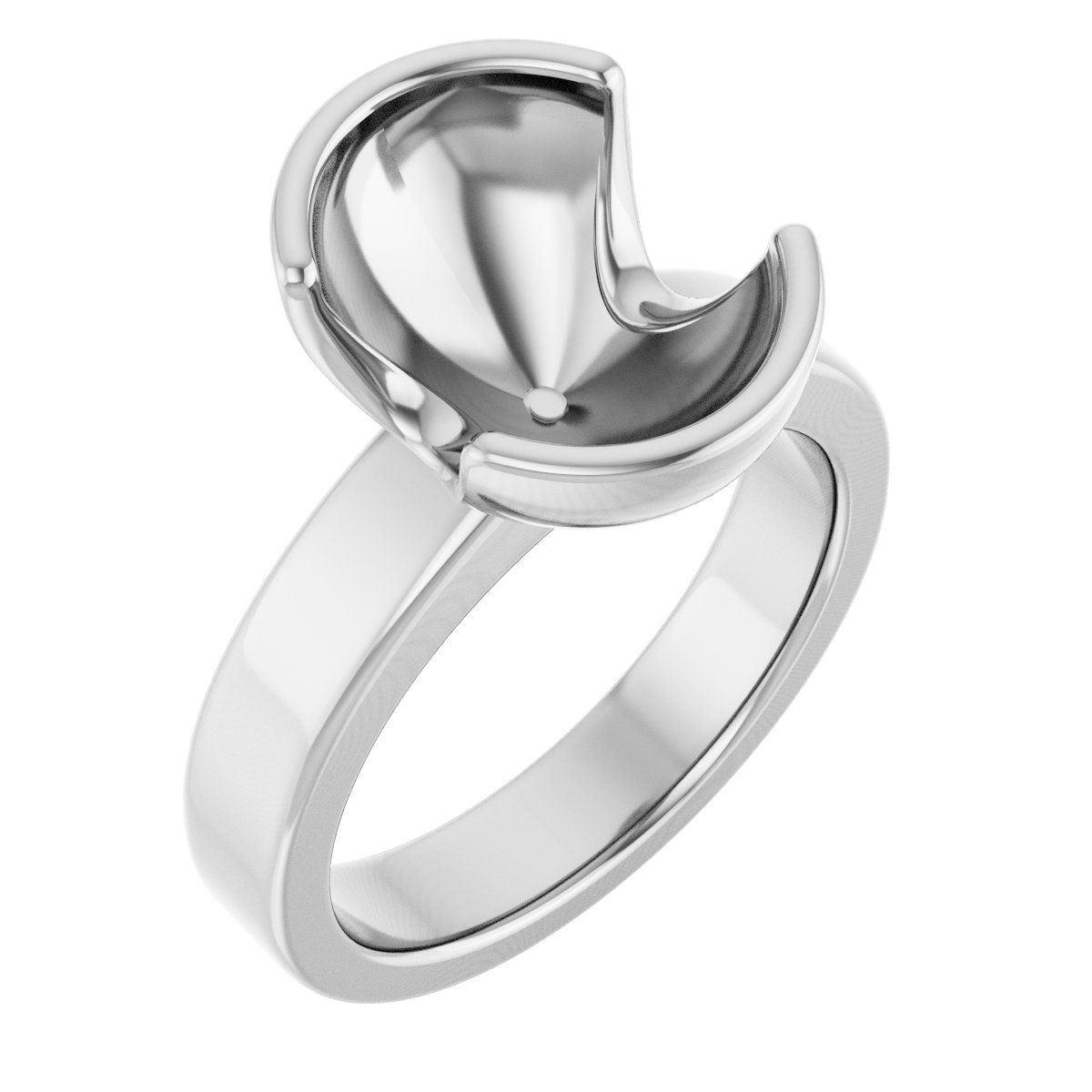 Half-Bezel Solitaire Engagement Ring or Band