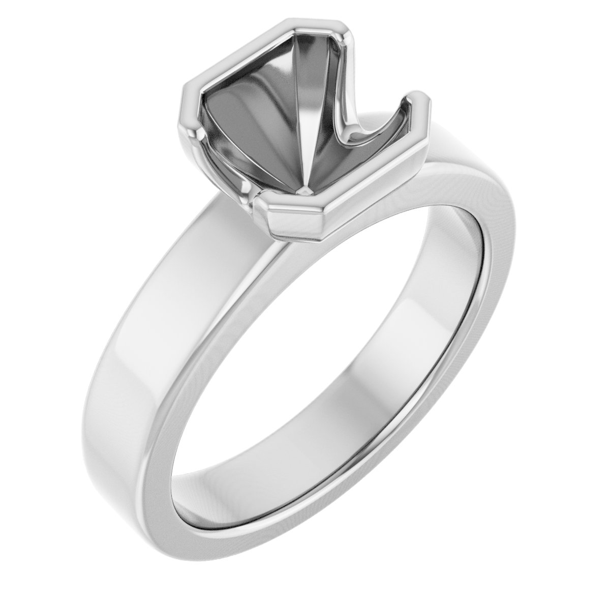 Half-Bezel Solitaire Engagement Ring or Band