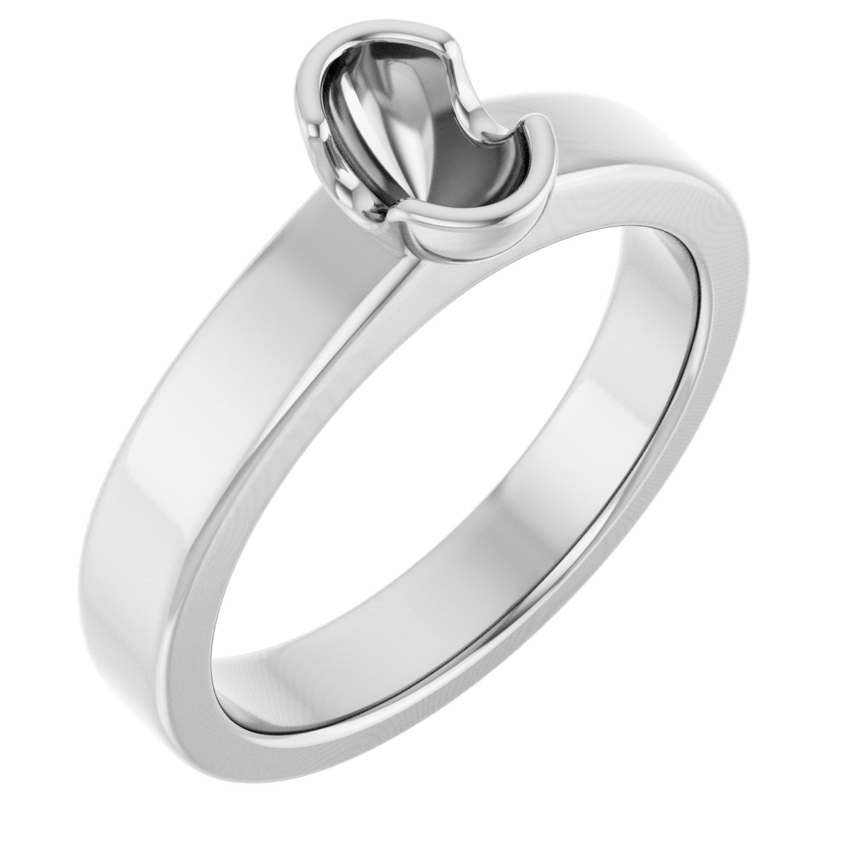 Half-Bezel Solitaire Engagement Ring or Band