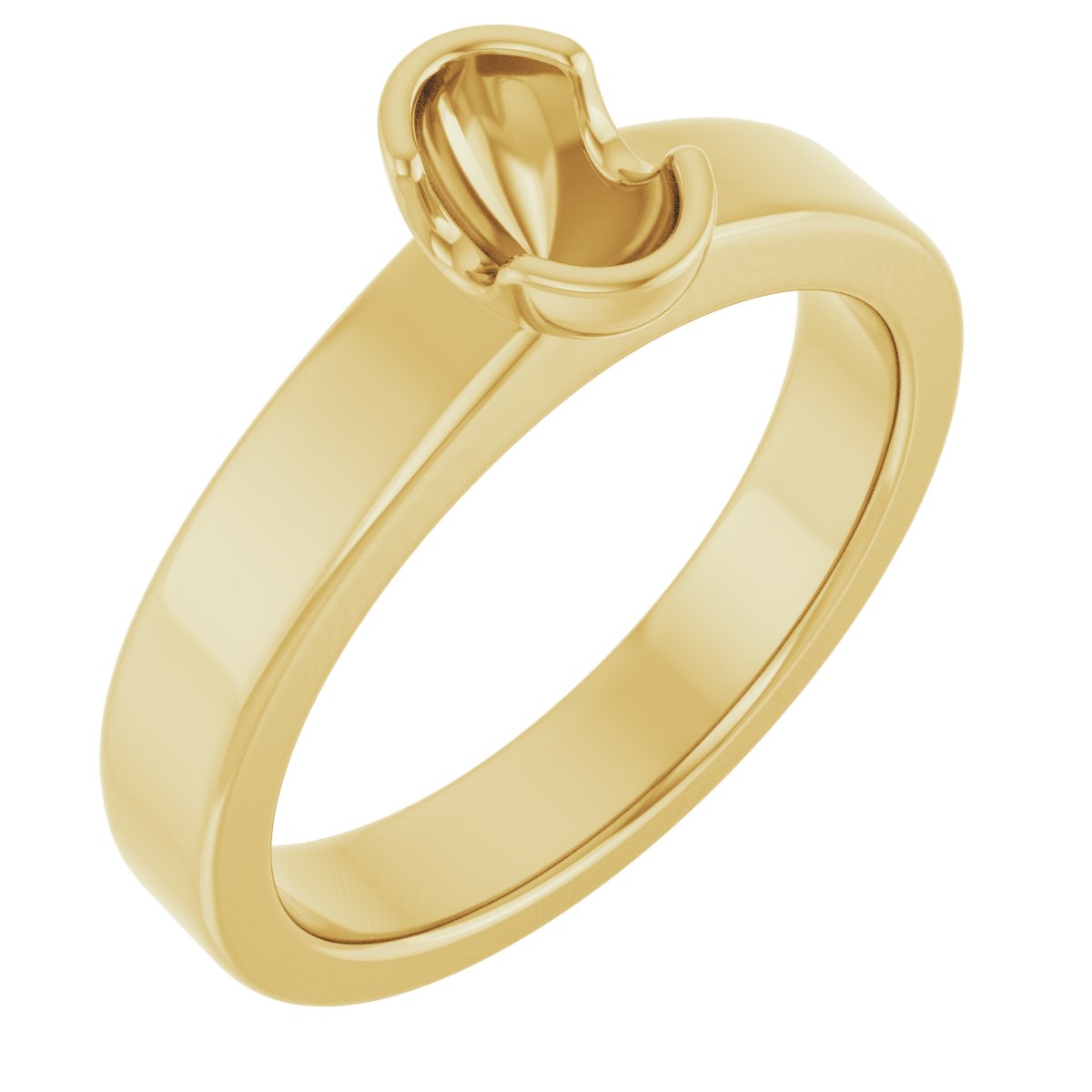 Half-Bezel Solitaire Engagement Ring or Band