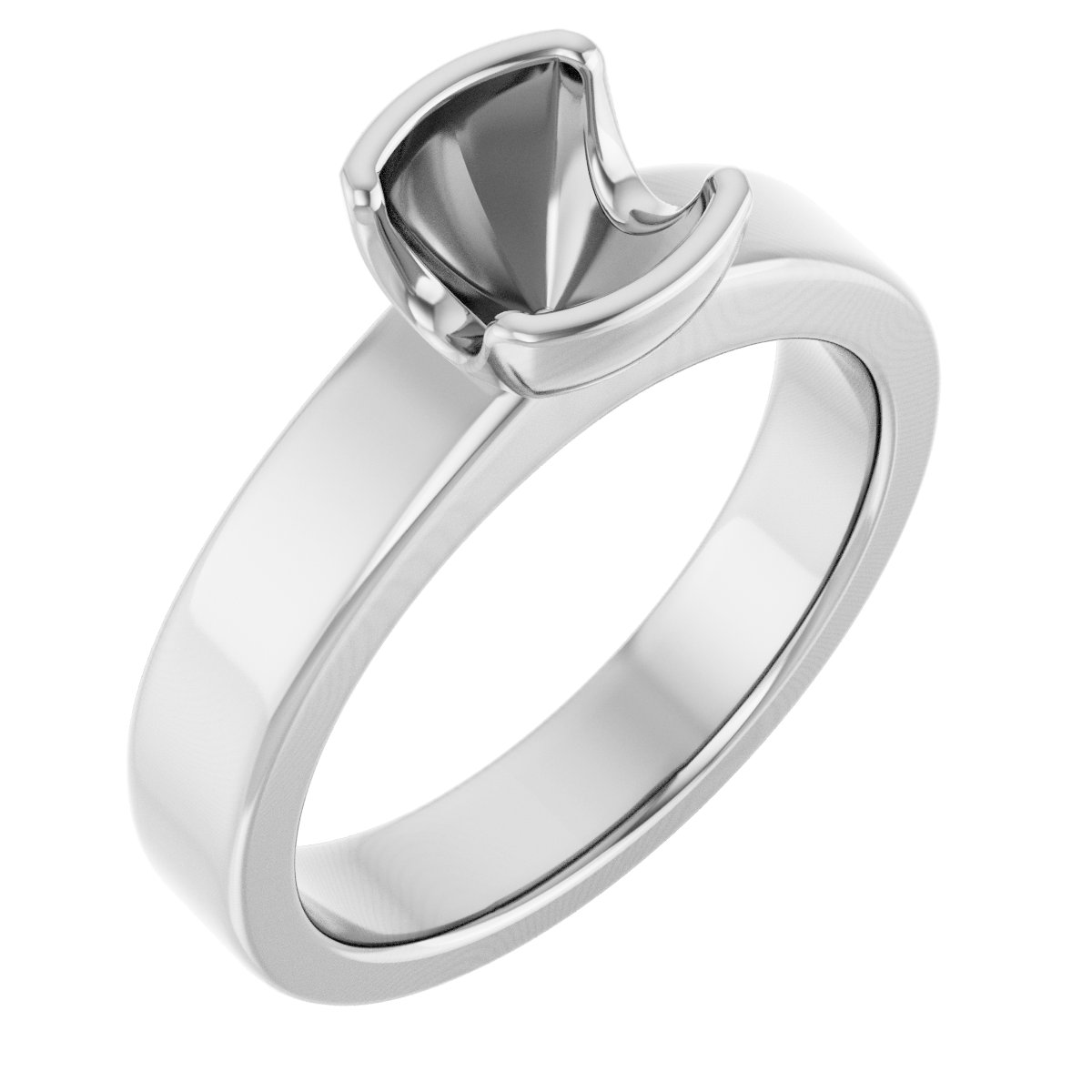Half-Bezel Solitaire Engagement Ring or Band