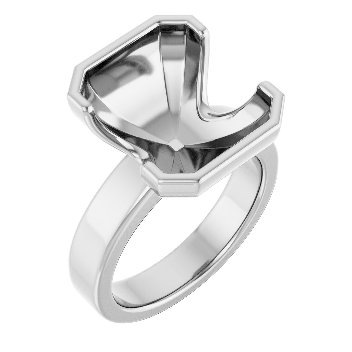 Half-Bezel Solitaire Engagement Ring or Band
