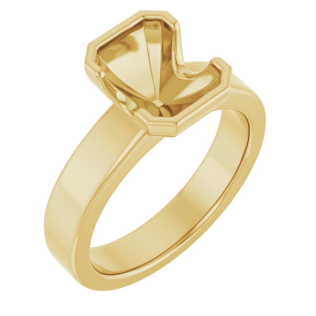 Half-Bezel Solitaire Engagement Ring or Band