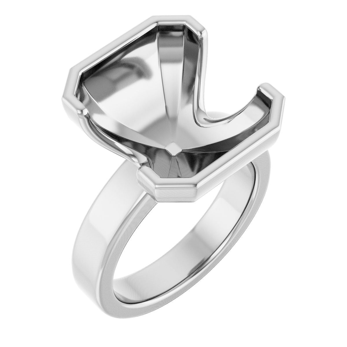 Half-Bezel Solitaire Engagement Ring or Band