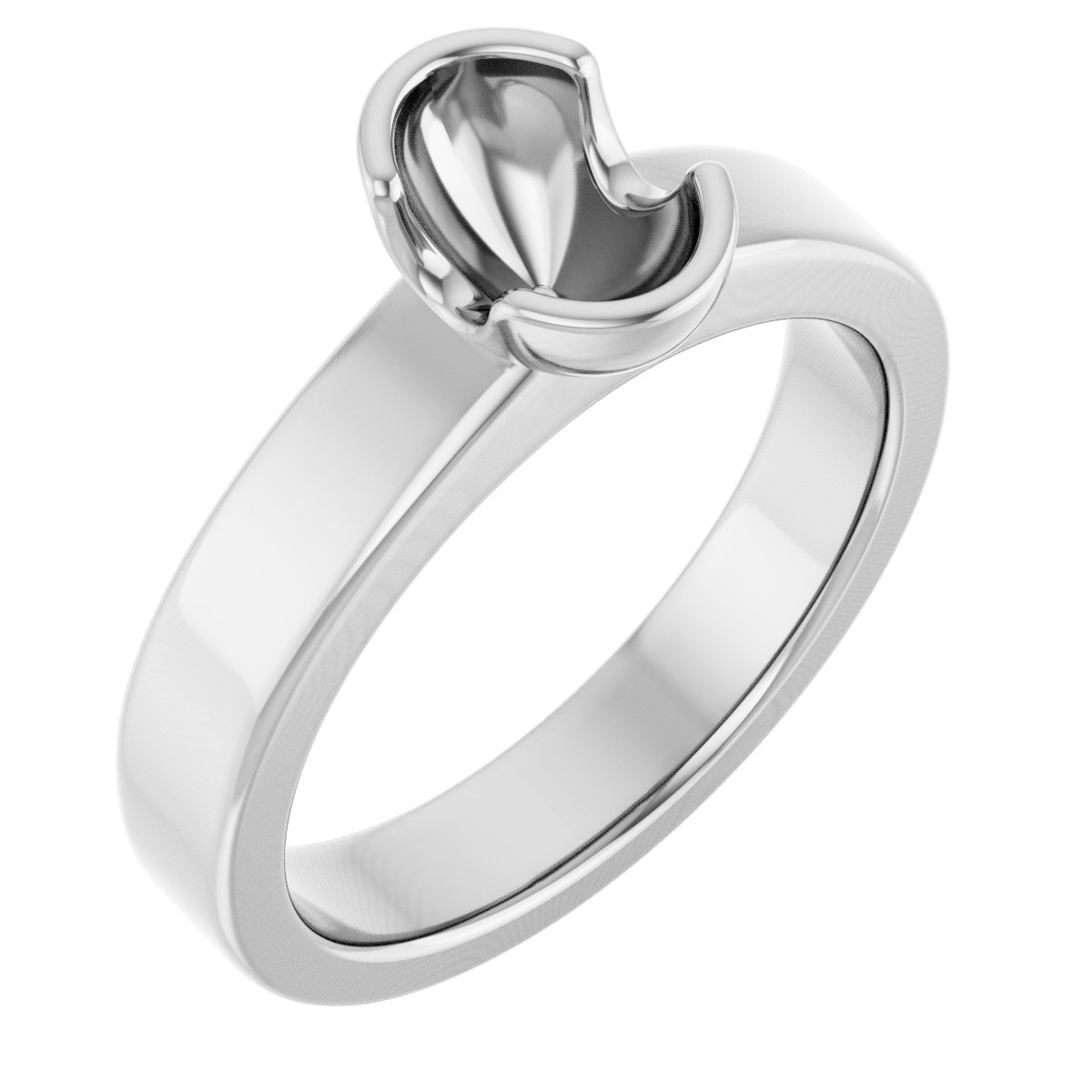 Half-Bezel Solitaire Engagement Ring or Band