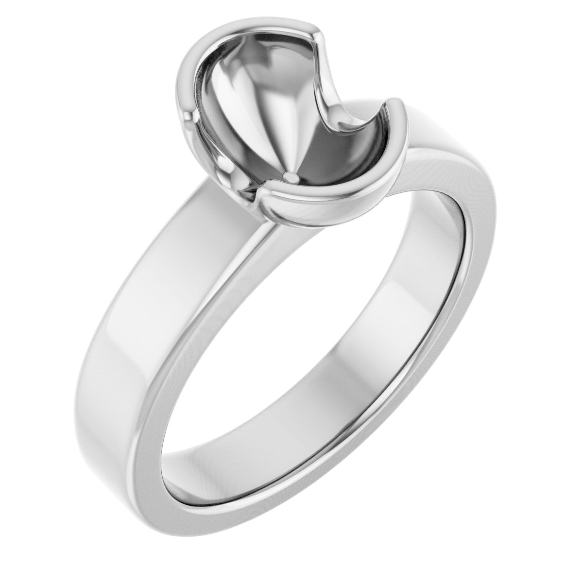 Half-Bezel Solitaire Engagement Ring or Band
