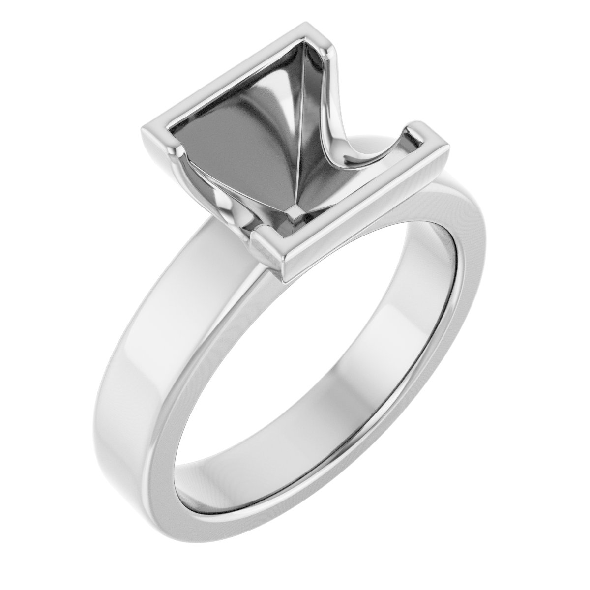 Half-Bezel Solitaire Engagement Ring or Band