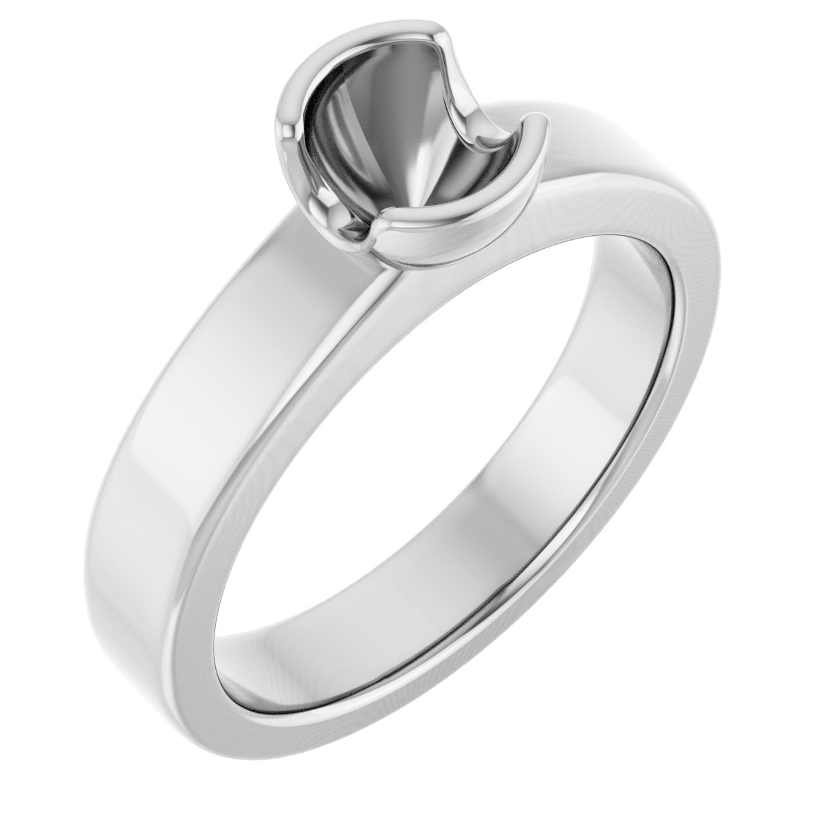 Half-Bezel Solitaire Engagement Ring or Band