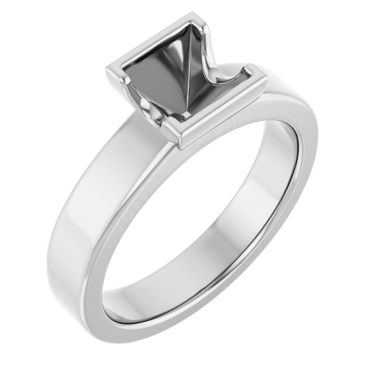 Half-Bezel Solitaire Engagement Ring or Band