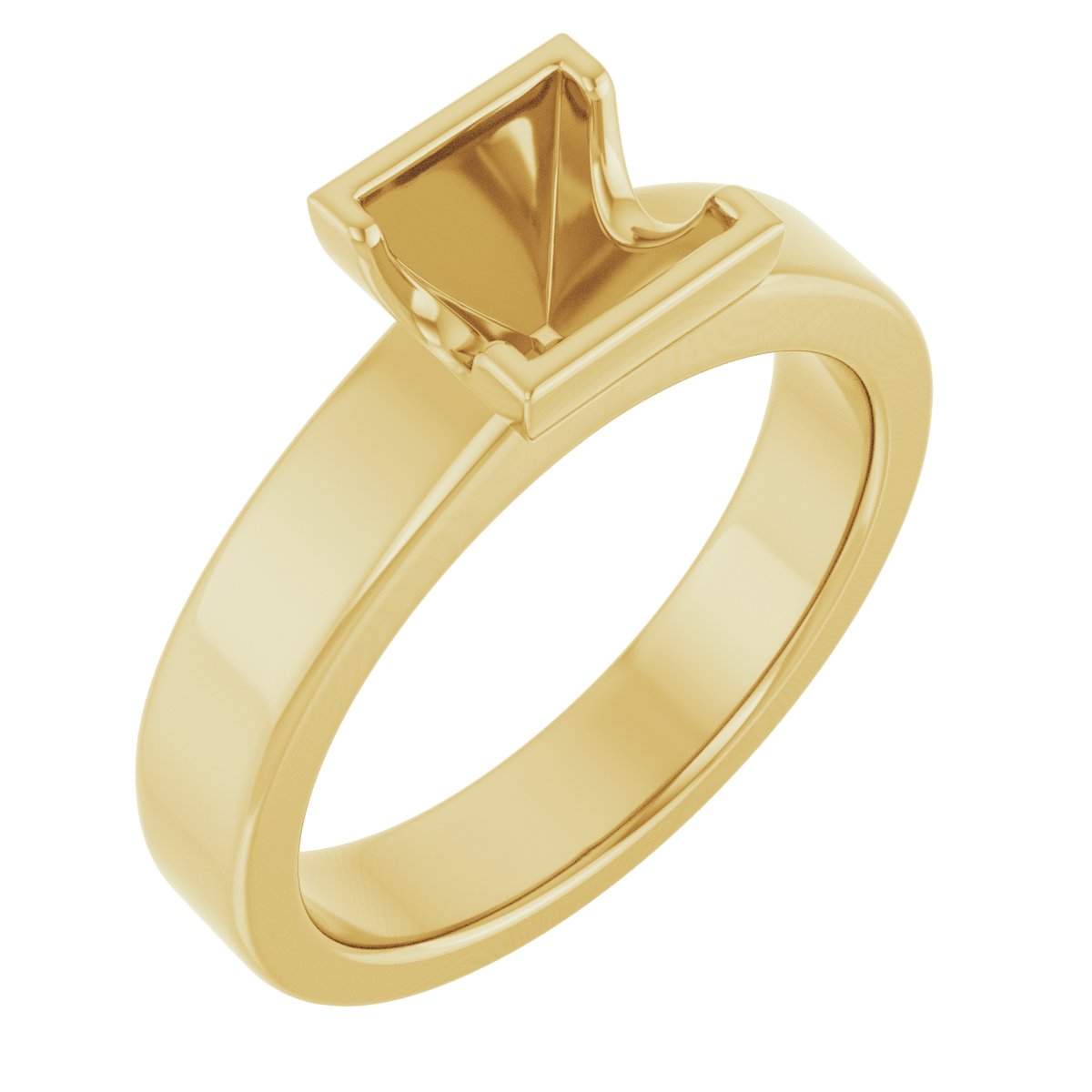 Half-Bezel Solitaire Engagement Ring or Band
