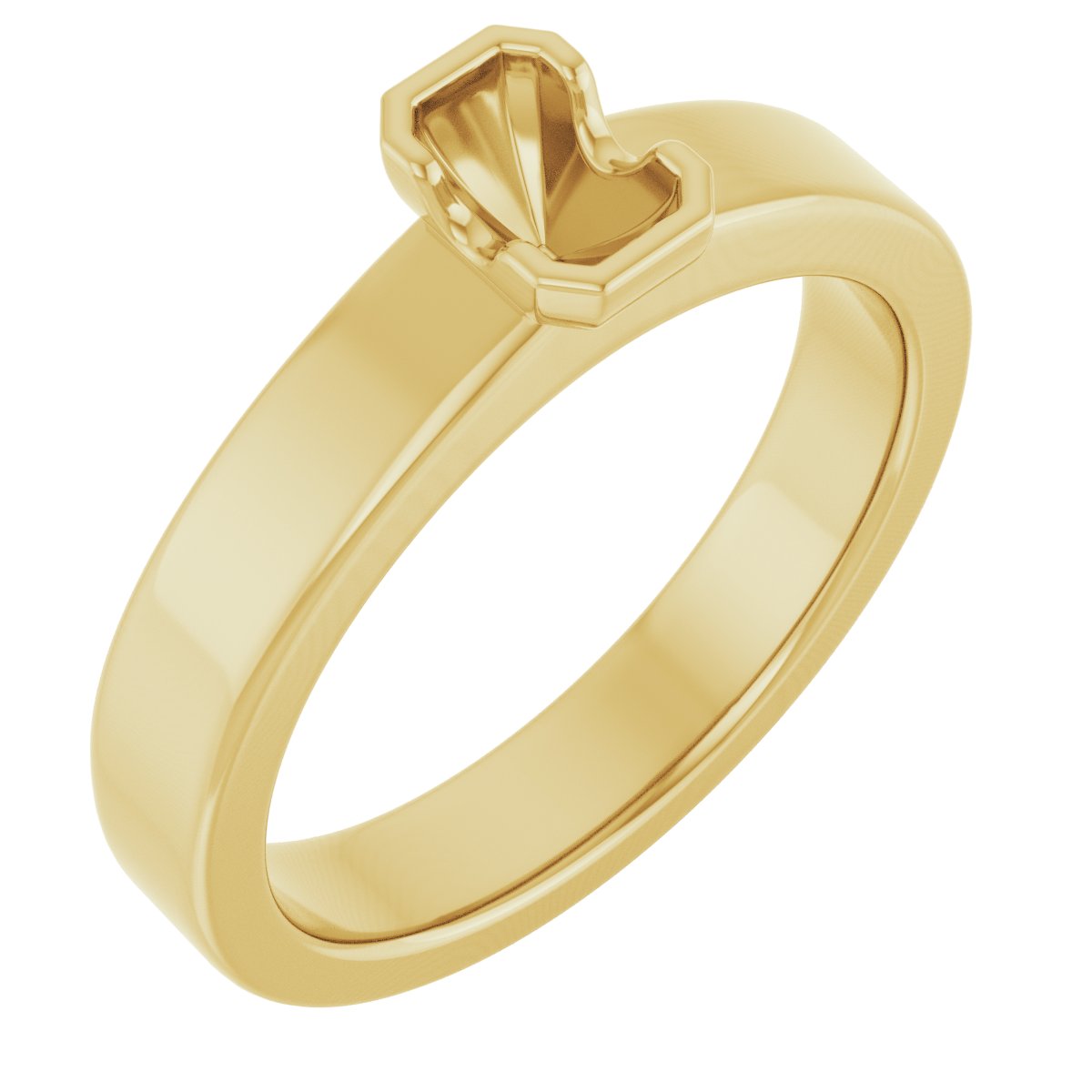 Half-Bezel Solitaire Engagement Ring or Band