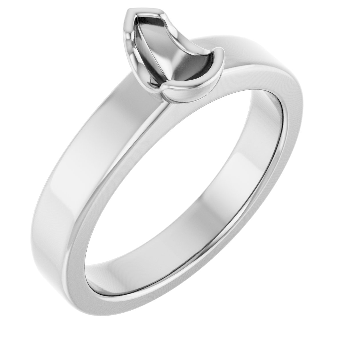 Half-Bezel Solitaire Engagement Ring or Band
