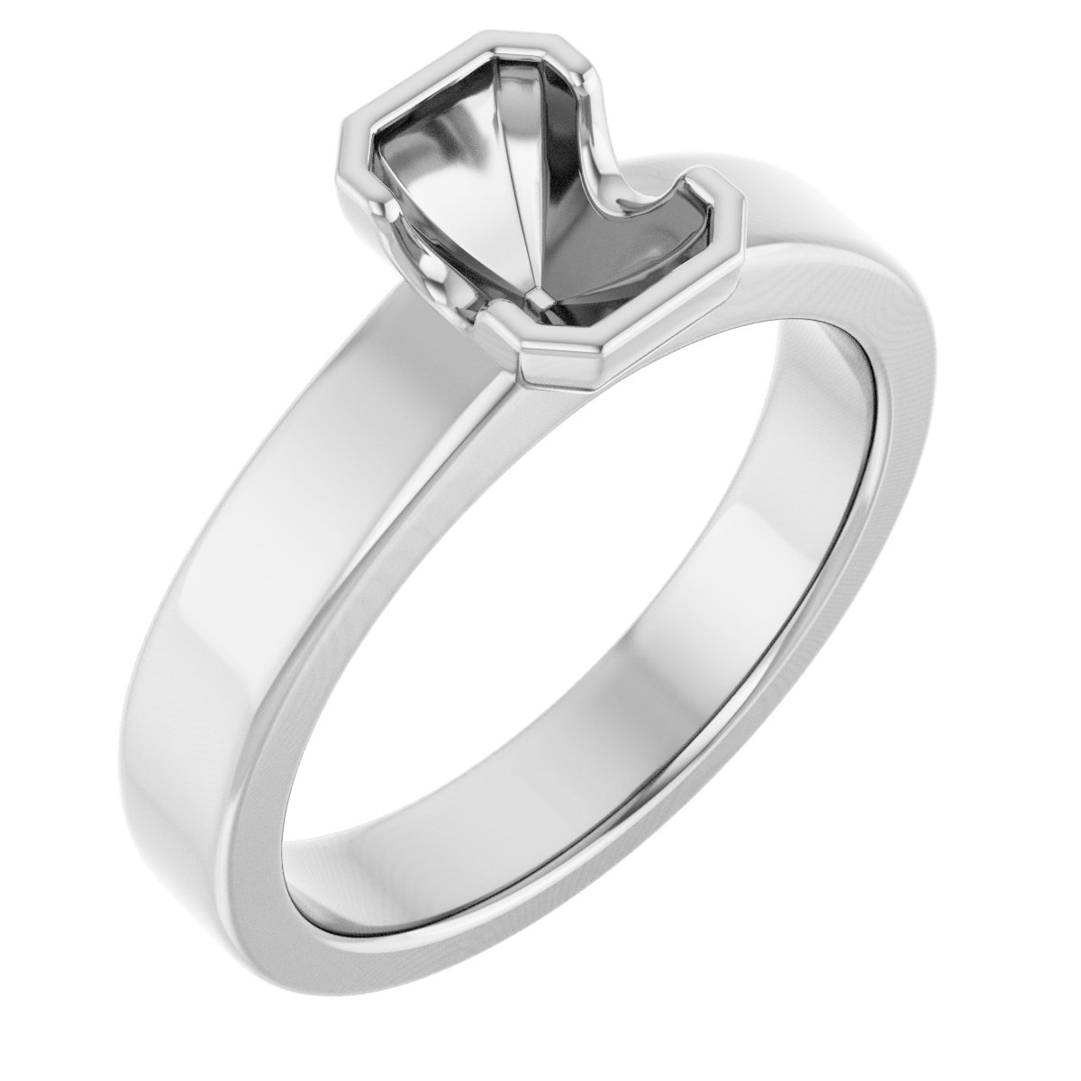 Half-Bezel Solitaire Engagement Ring or Band