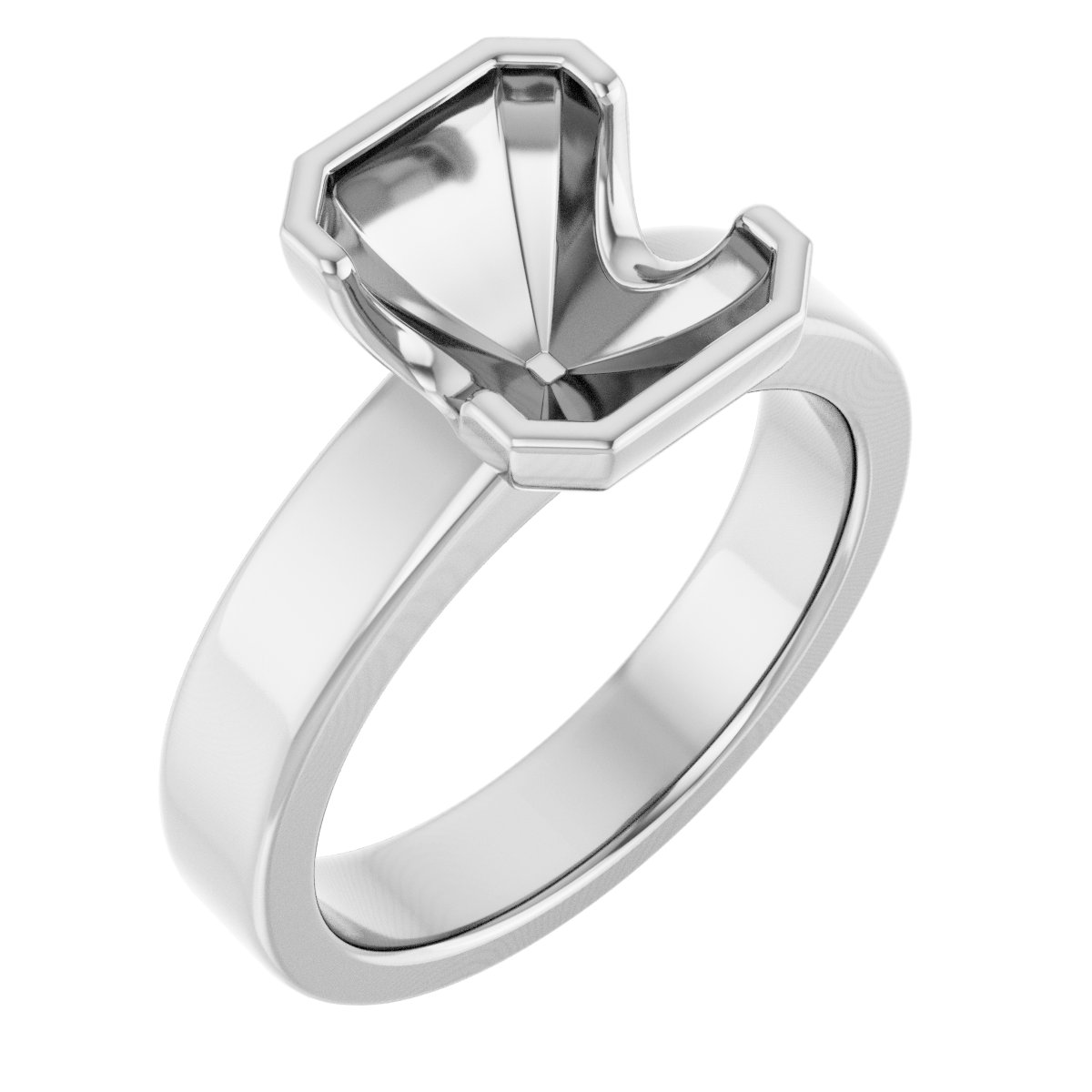 Half-Bezel Solitaire Engagement Ring or Band