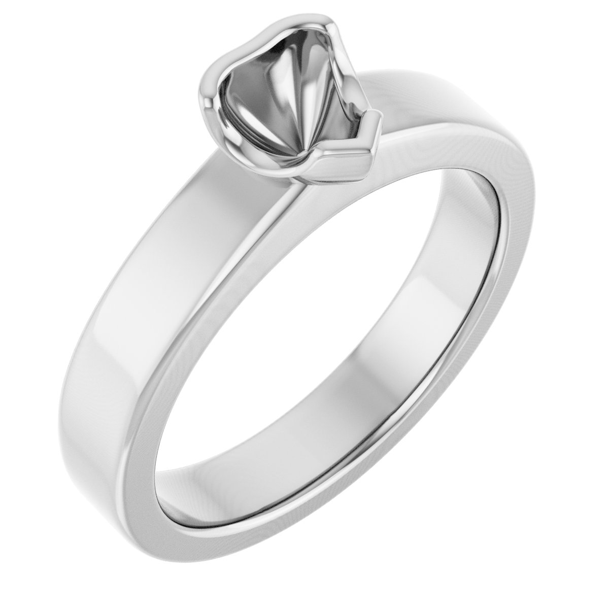 Half-Bezel Solitaire Engagement Ring or Band