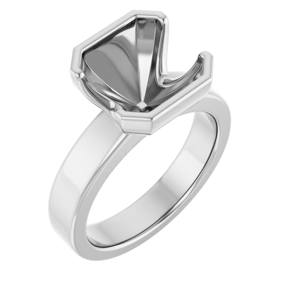Half-Bezel Solitaire Engagement Ring or Band