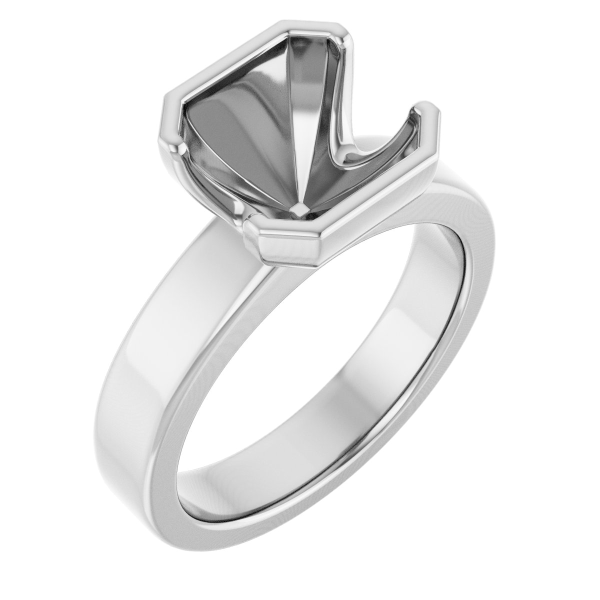 Half-Bezel Solitaire Engagement Ring or Band