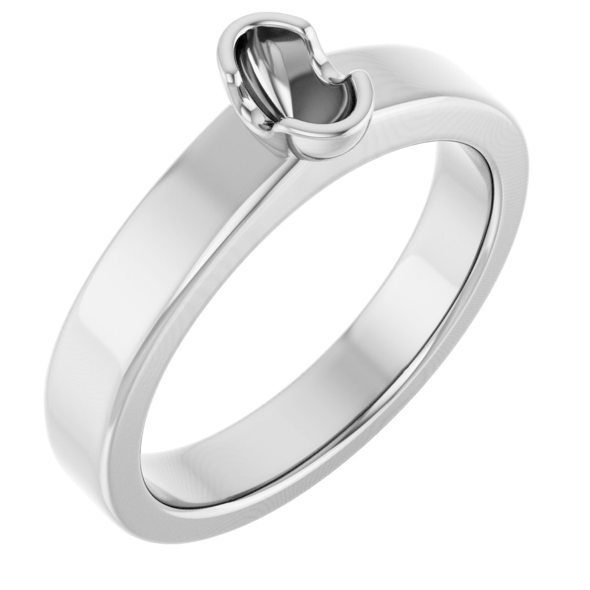 Half-Bezel Solitaire Engagement Ring or Band