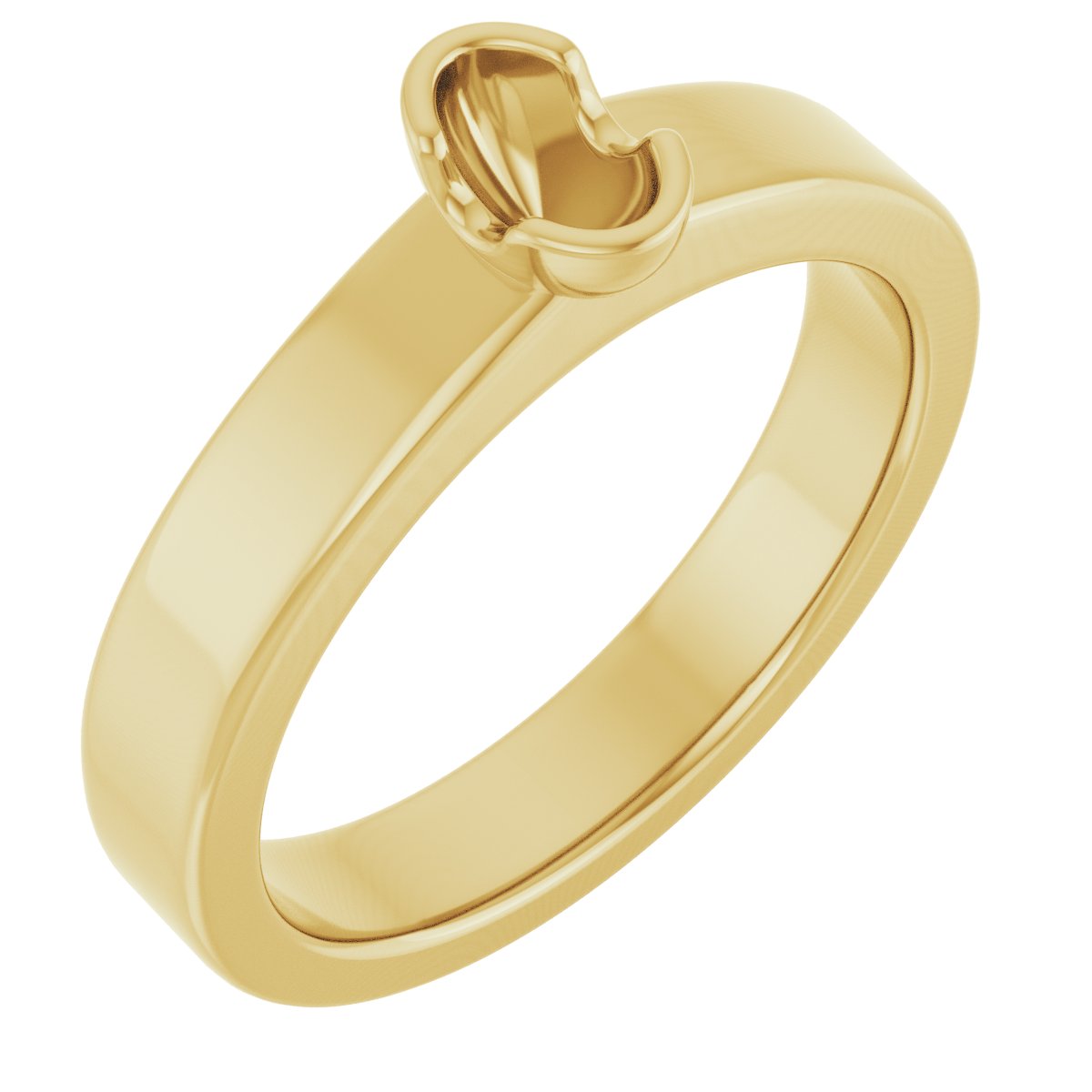 Half-Bezel Solitaire Engagement Ring or Band