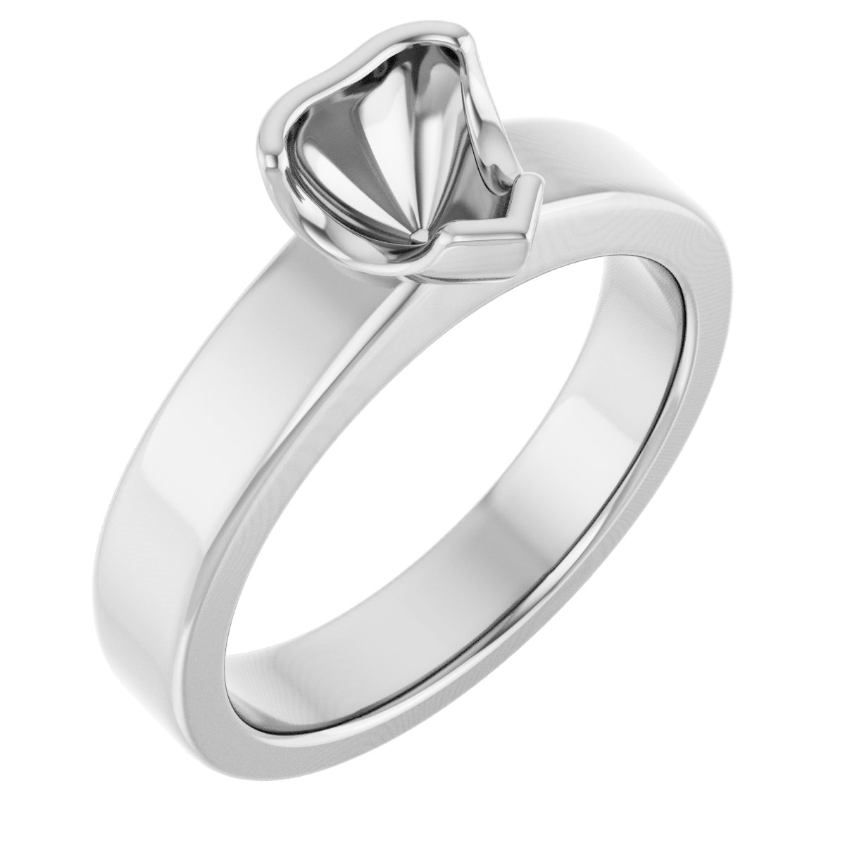 Half-Bezel Solitaire Engagement Ring or Band