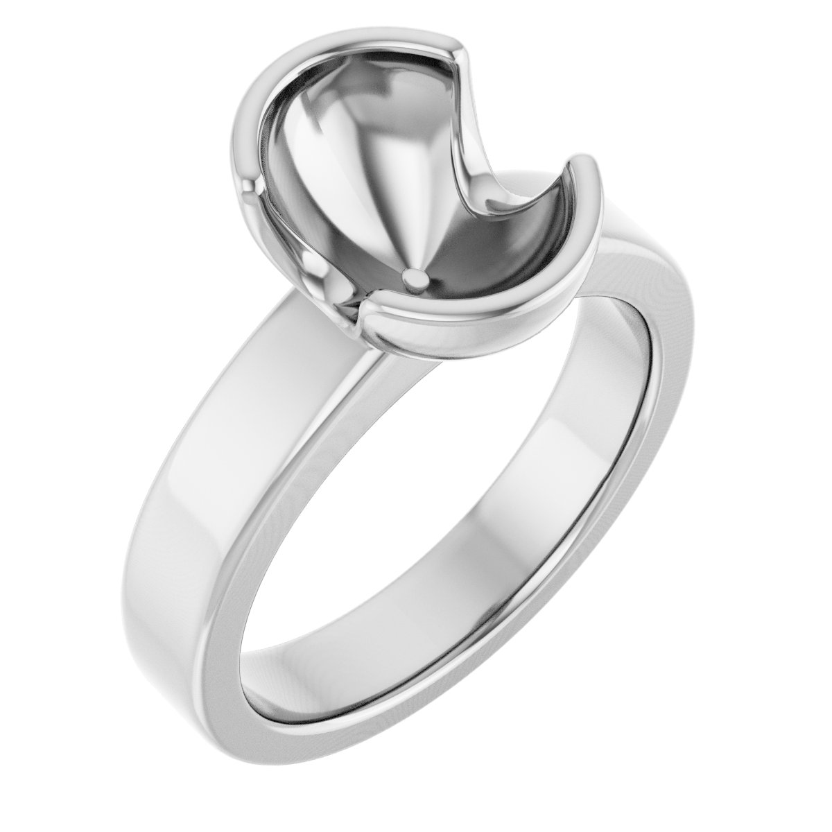 Half-Bezel Solitaire Engagement Ring or Band