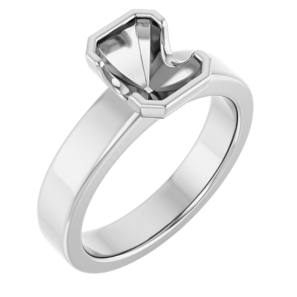 Half-Bezel Solitaire Engagement Ring or Band