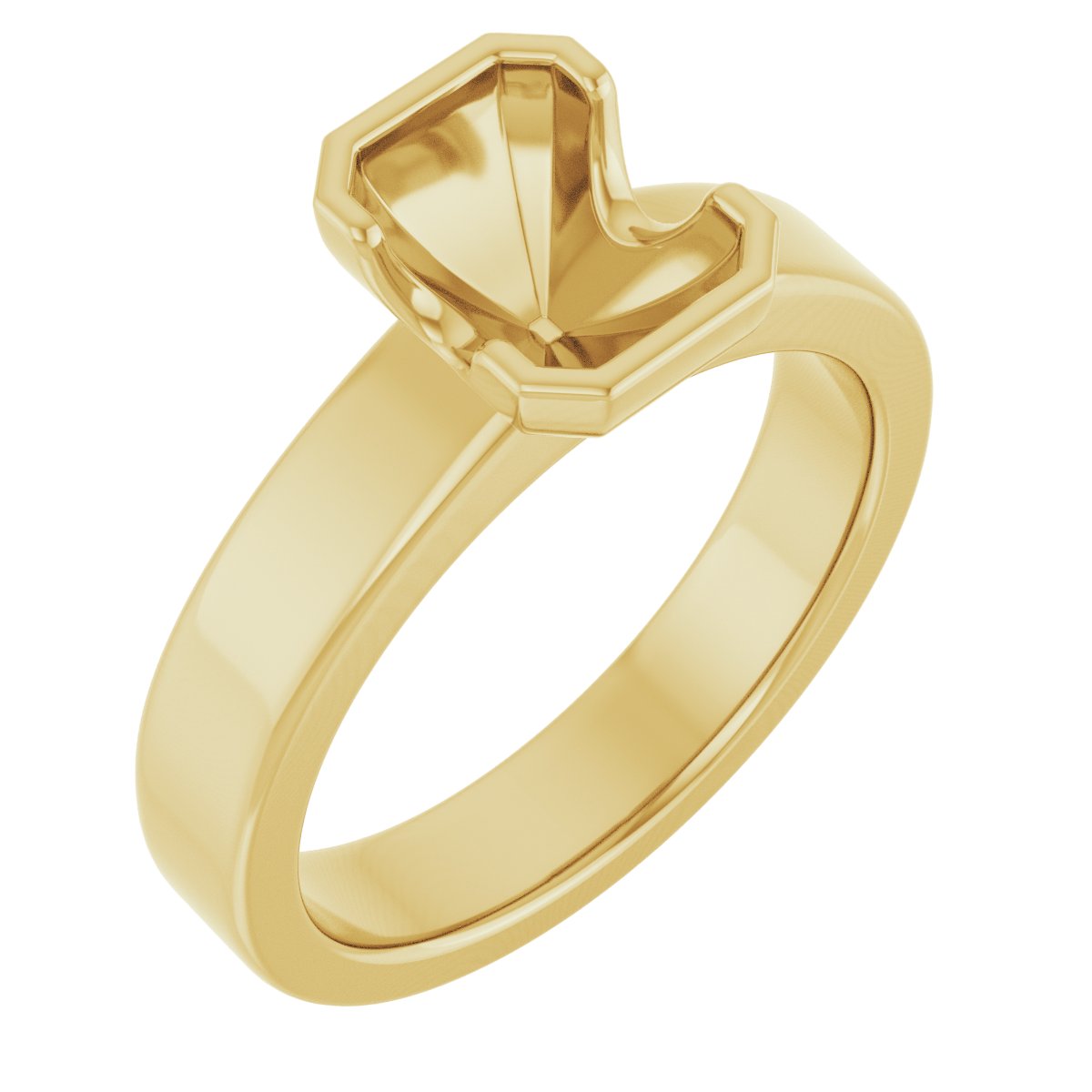Half-Bezel Solitaire Engagement Ring or Band