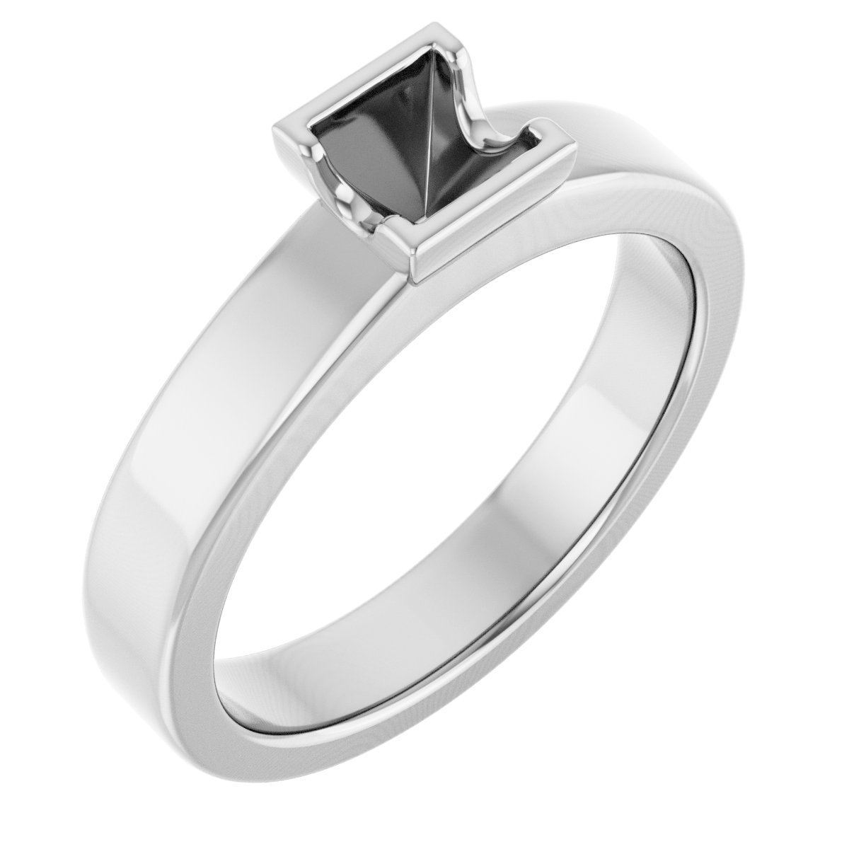 Half-Bezel Solitaire Engagement Ring or Band