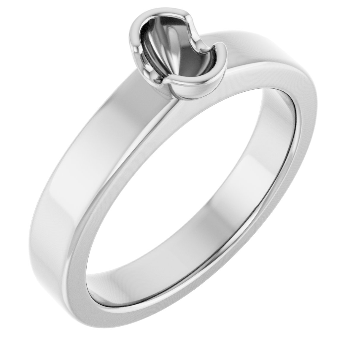 Half-Bezel Solitaire Engagement Ring or Band