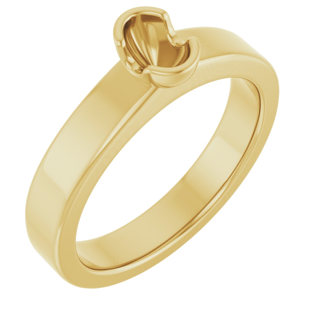 Half-Bezel Solitaire Engagement Ring or Band