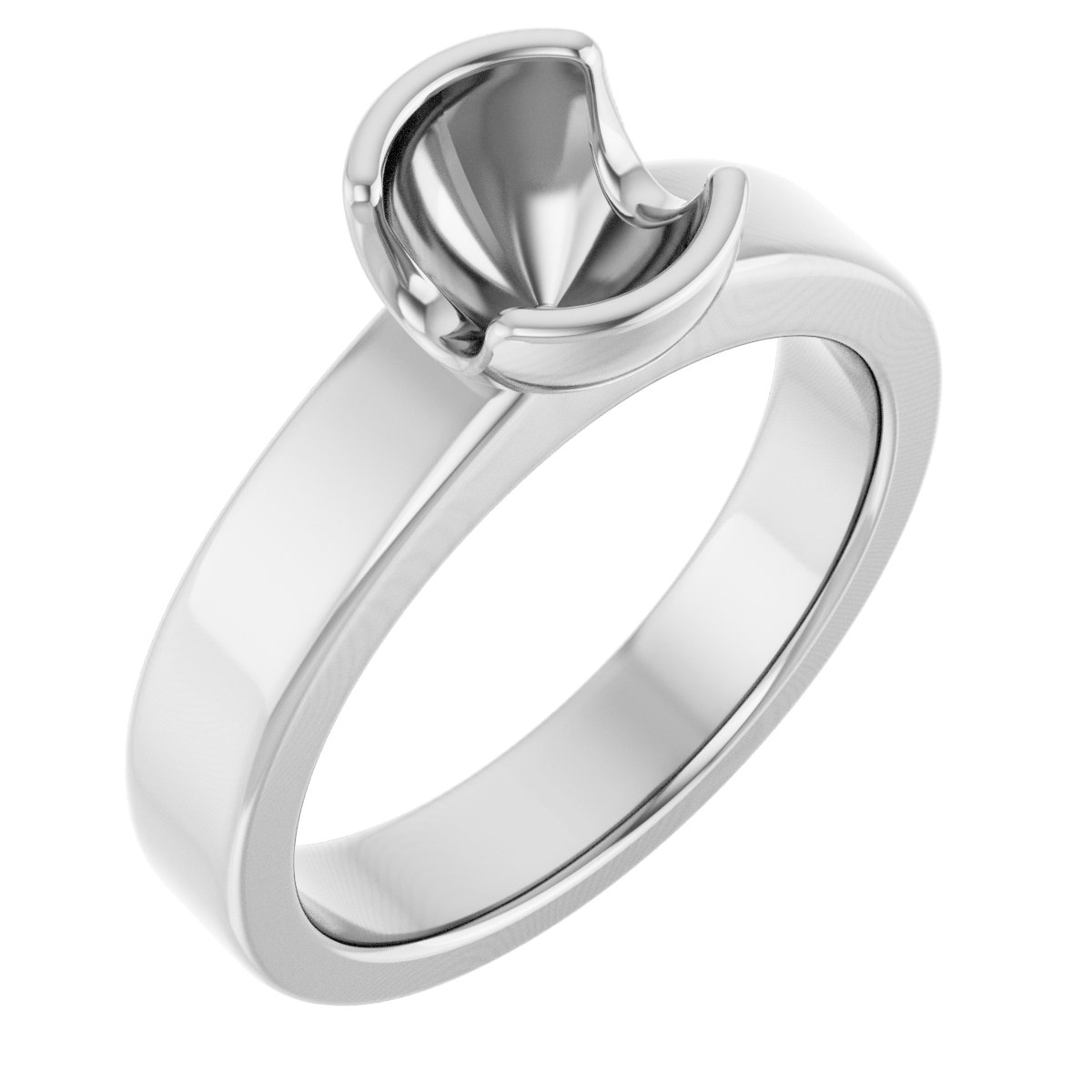 Half-Bezel Solitaire Engagement Ring or Band