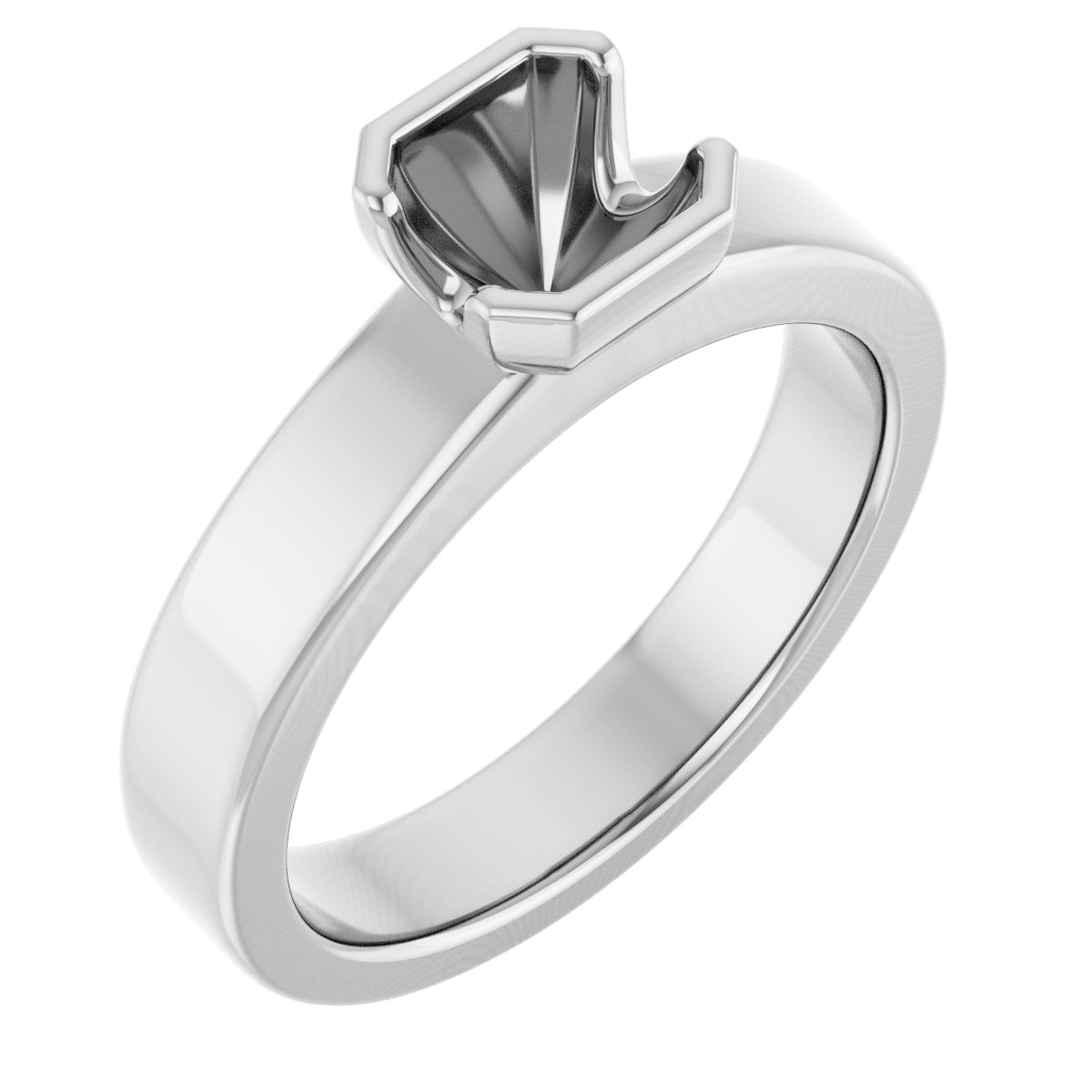 Half-Bezel Solitaire Engagement Ring or Band