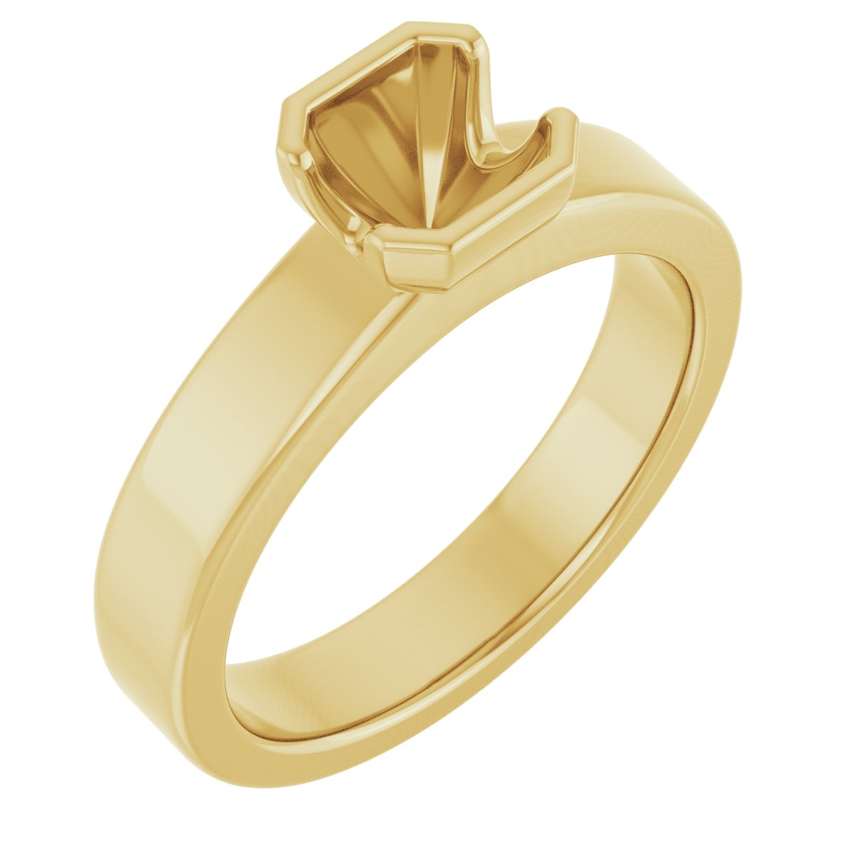 Half-Bezel Solitaire Engagement Ring or Band