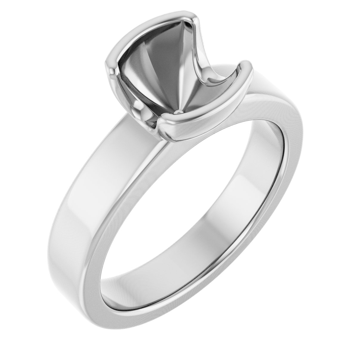 Half-Bezel Solitaire Engagement Ring or Band