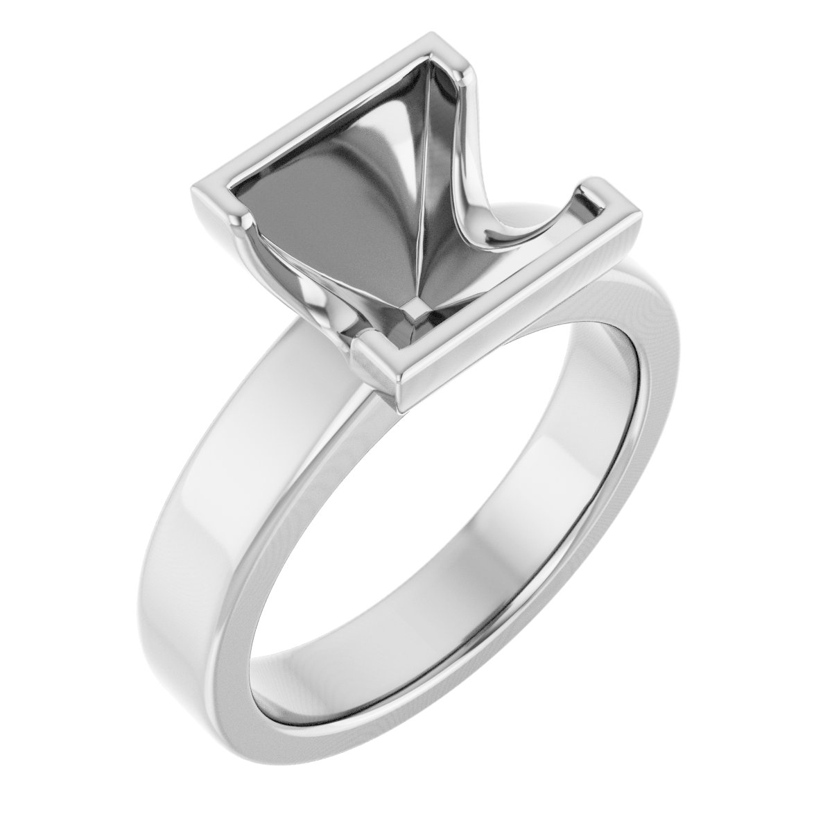 Half-Bezel Solitaire Engagement Ring or Band