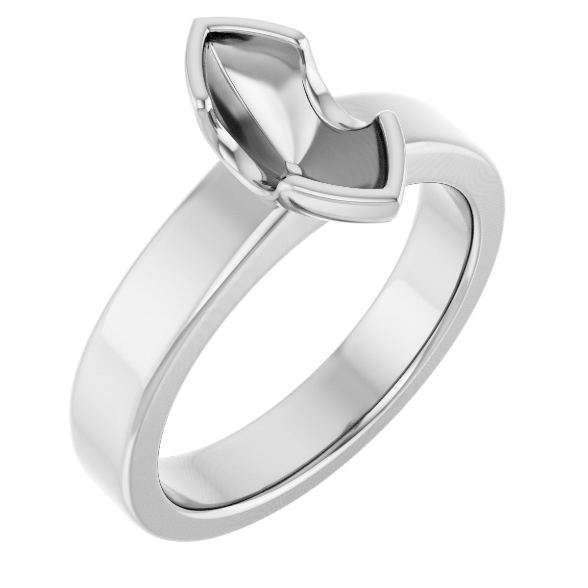 Half-Bezel Solitaire Engagement Ring or Band
