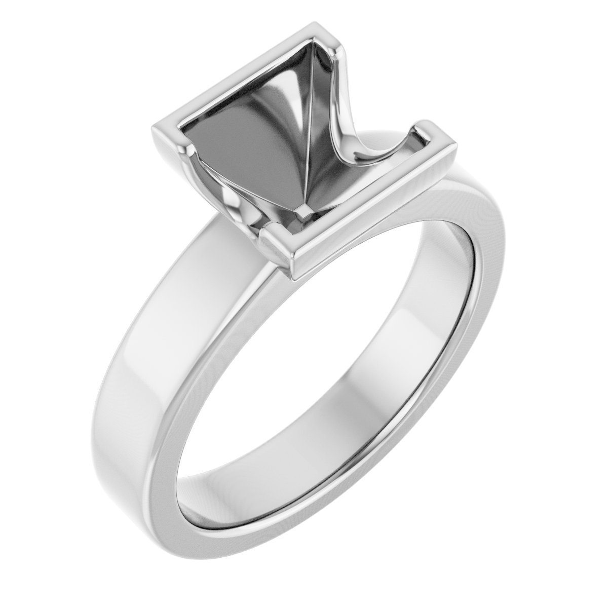 Half-Bezel Solitaire Engagement Ring or Band
