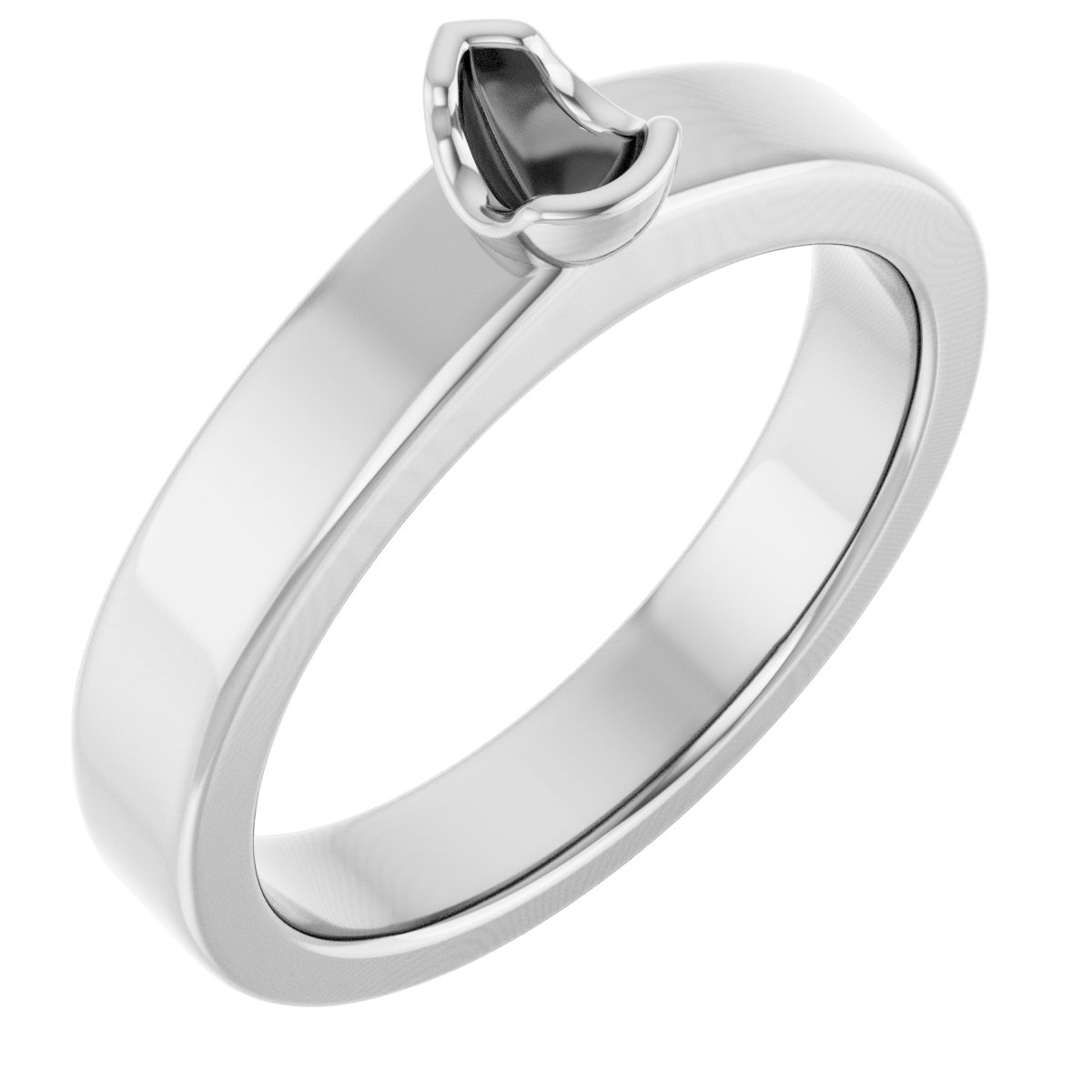 Half-Bezel Solitaire Engagement Ring or Band