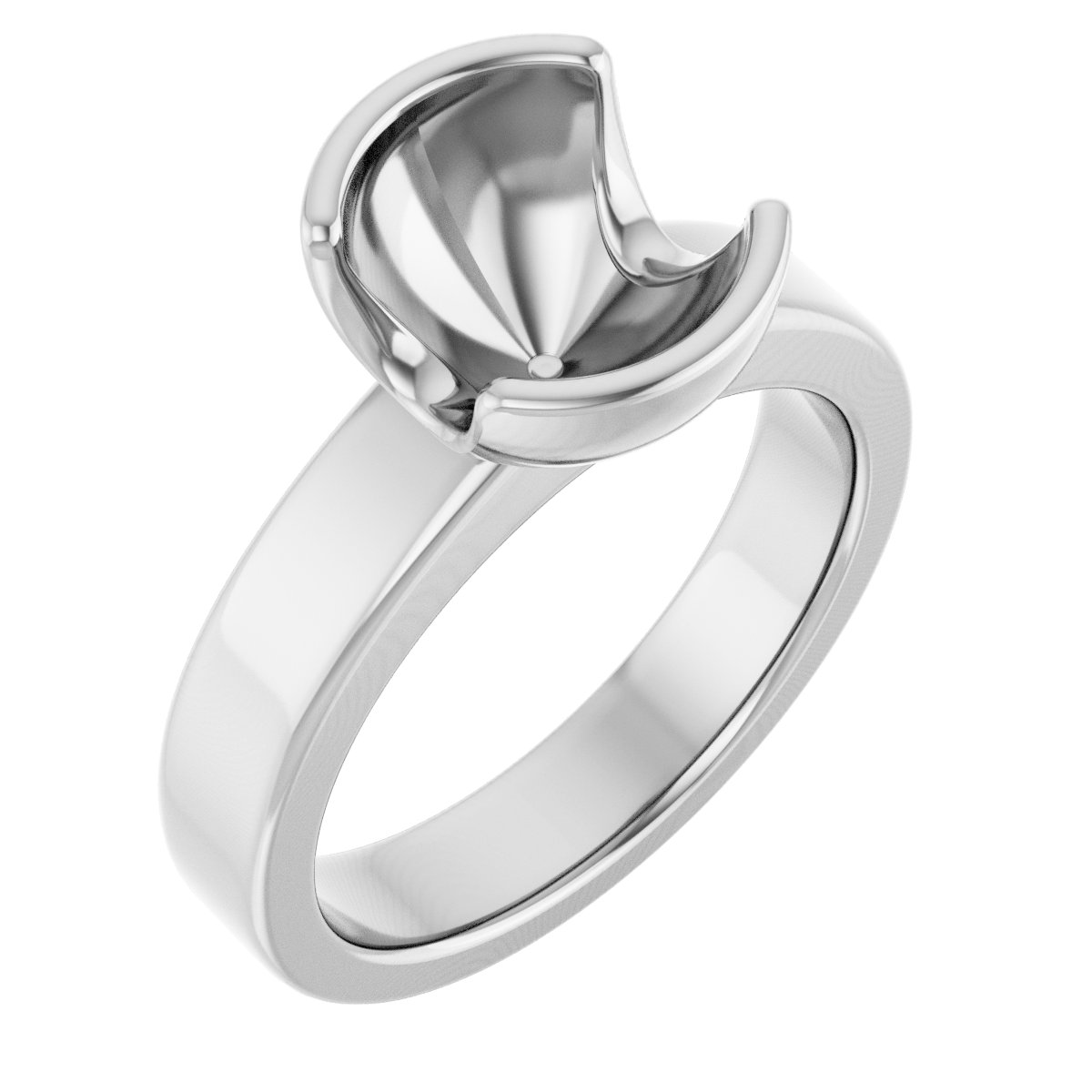 Half-Bezel Solitaire Engagement Ring or Band