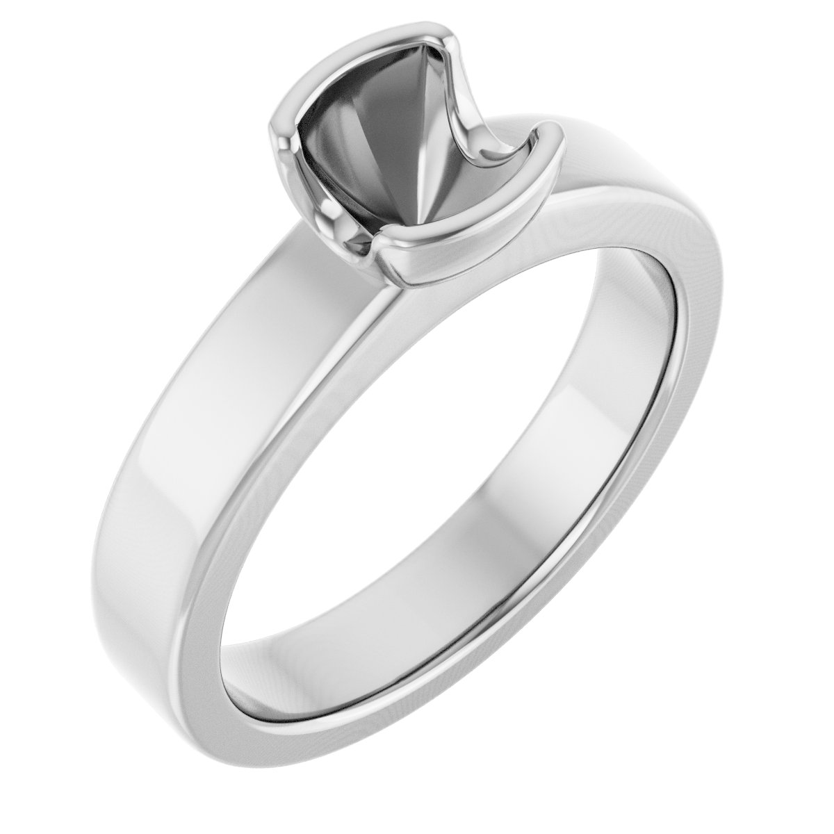 Half-Bezel Solitaire Engagement Ring or Band
