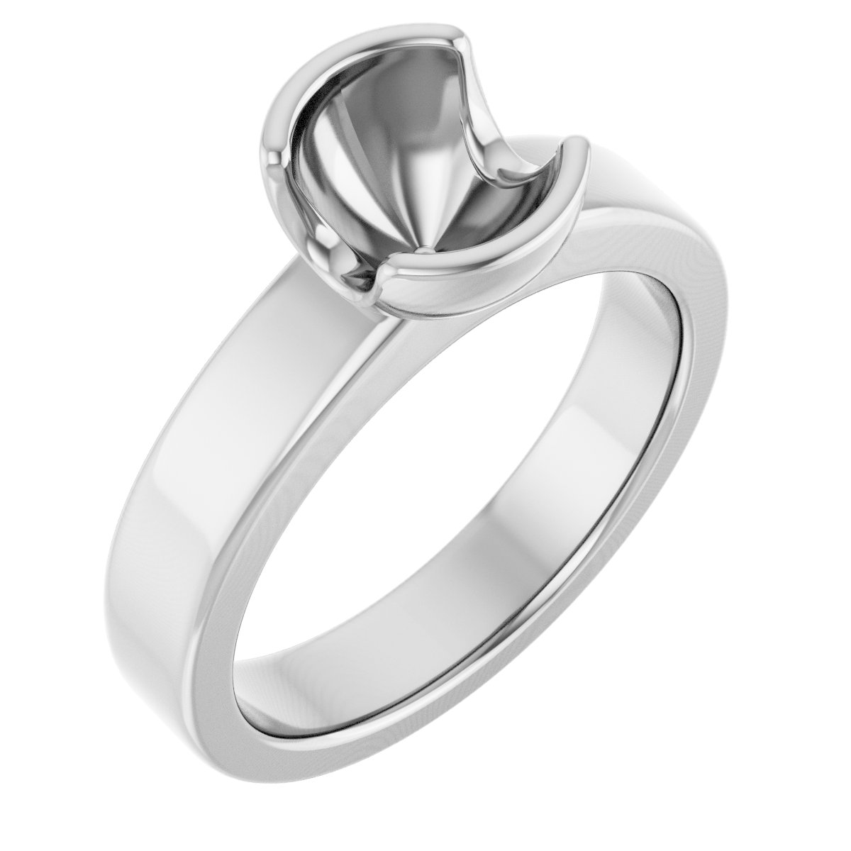 Half-Bezel Solitaire Engagement Ring or Band