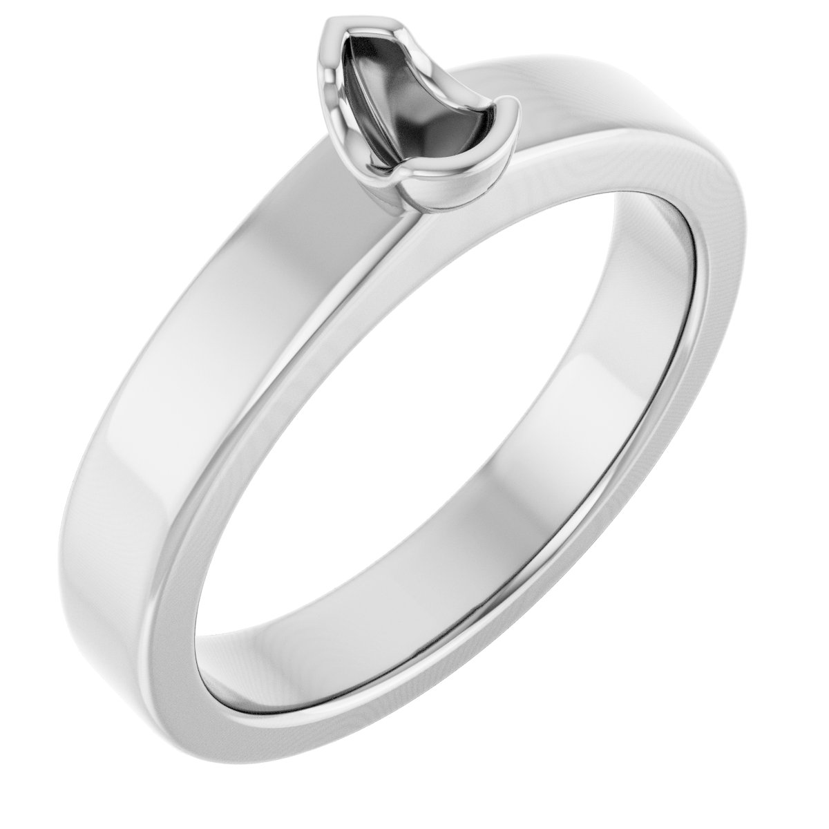 Half-Bezel Solitaire Engagement Ring or Band
