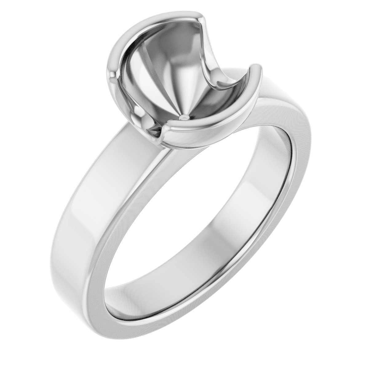Half-Bezel Solitaire Engagement Ring or Band