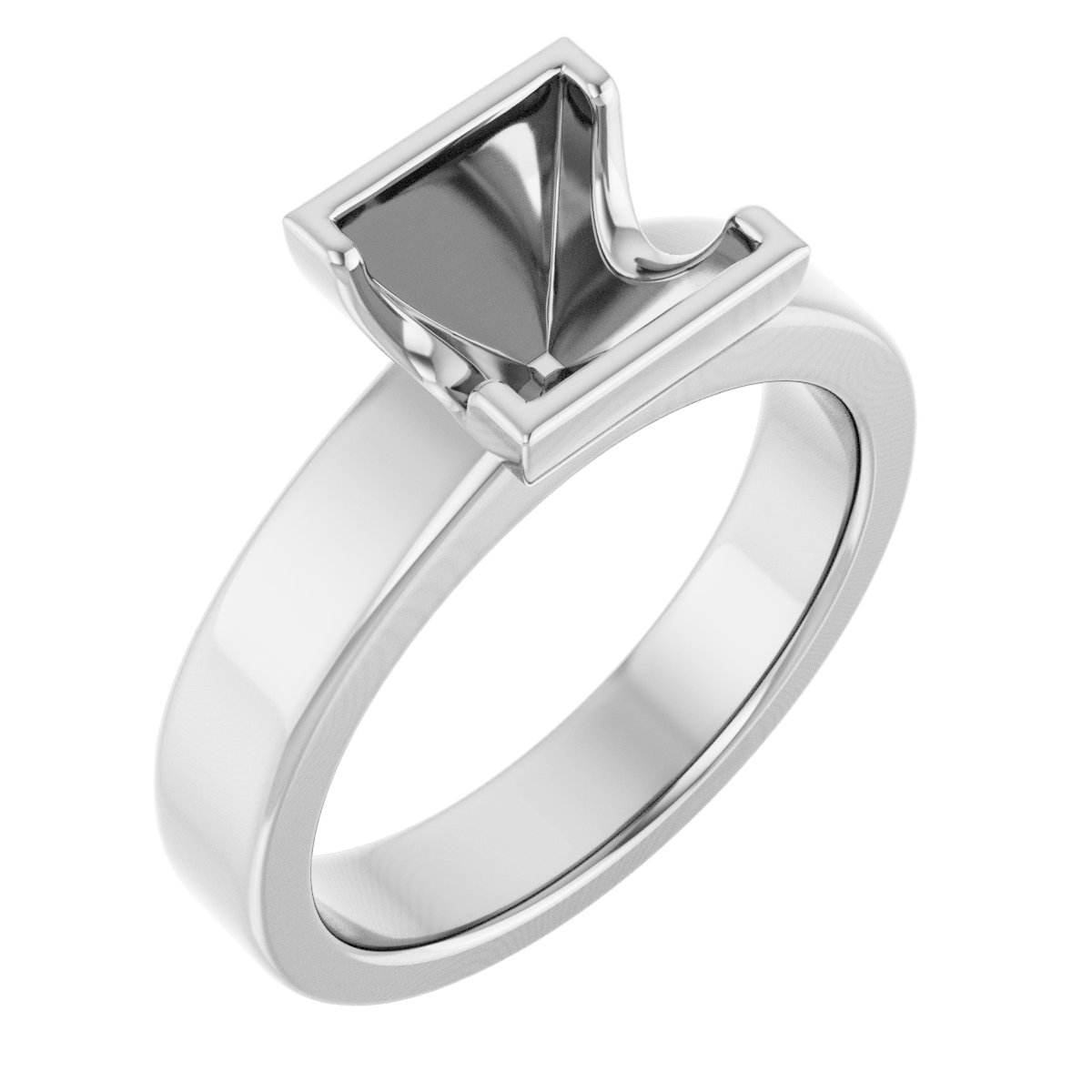 Half-Bezel Solitaire Engagement Ring or Band