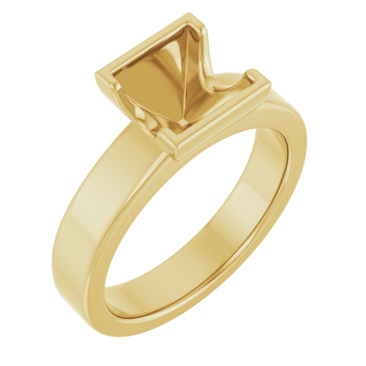 Half-Bezel Solitaire Engagement Ring or Band