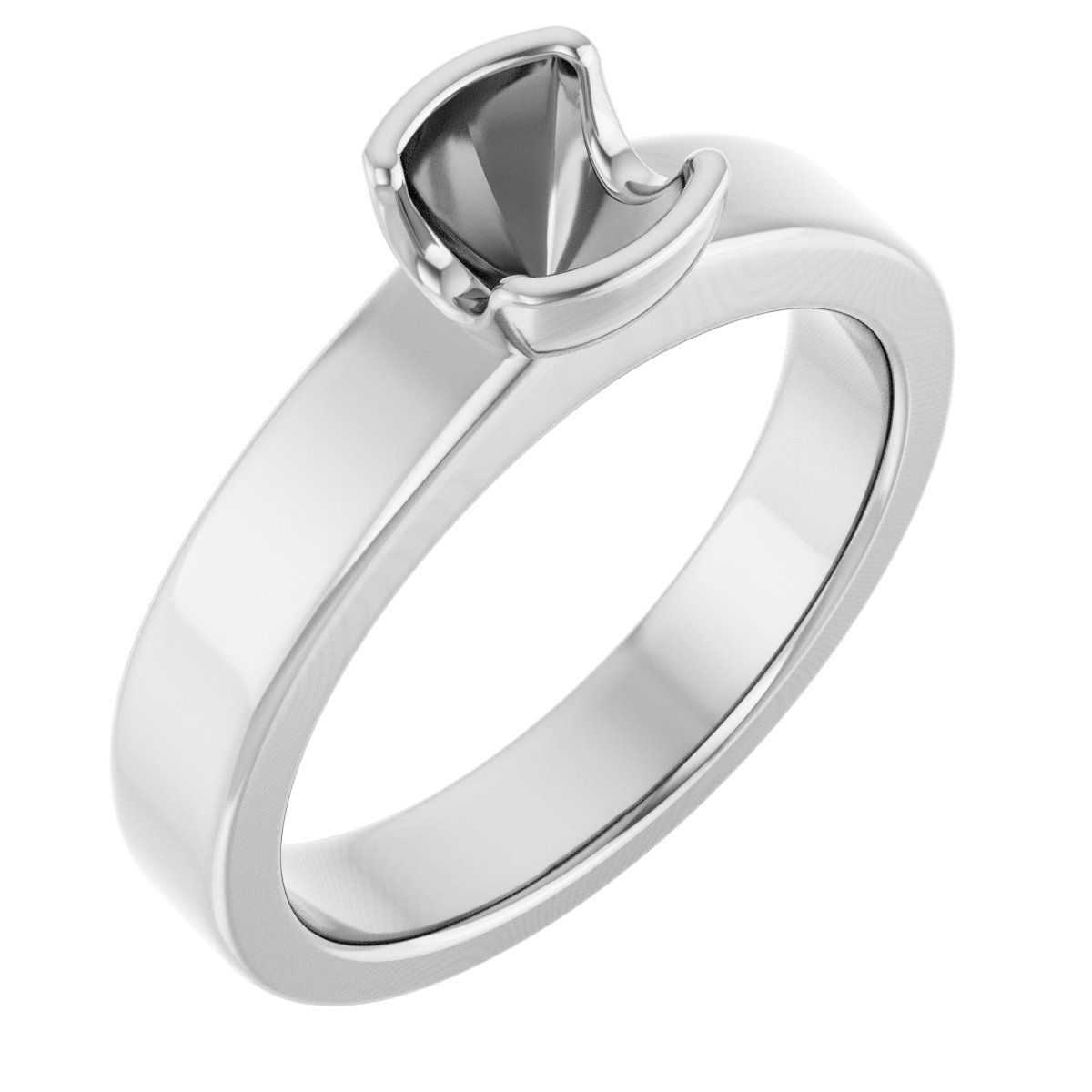 Half-Bezel Solitaire Engagement Ring or Band